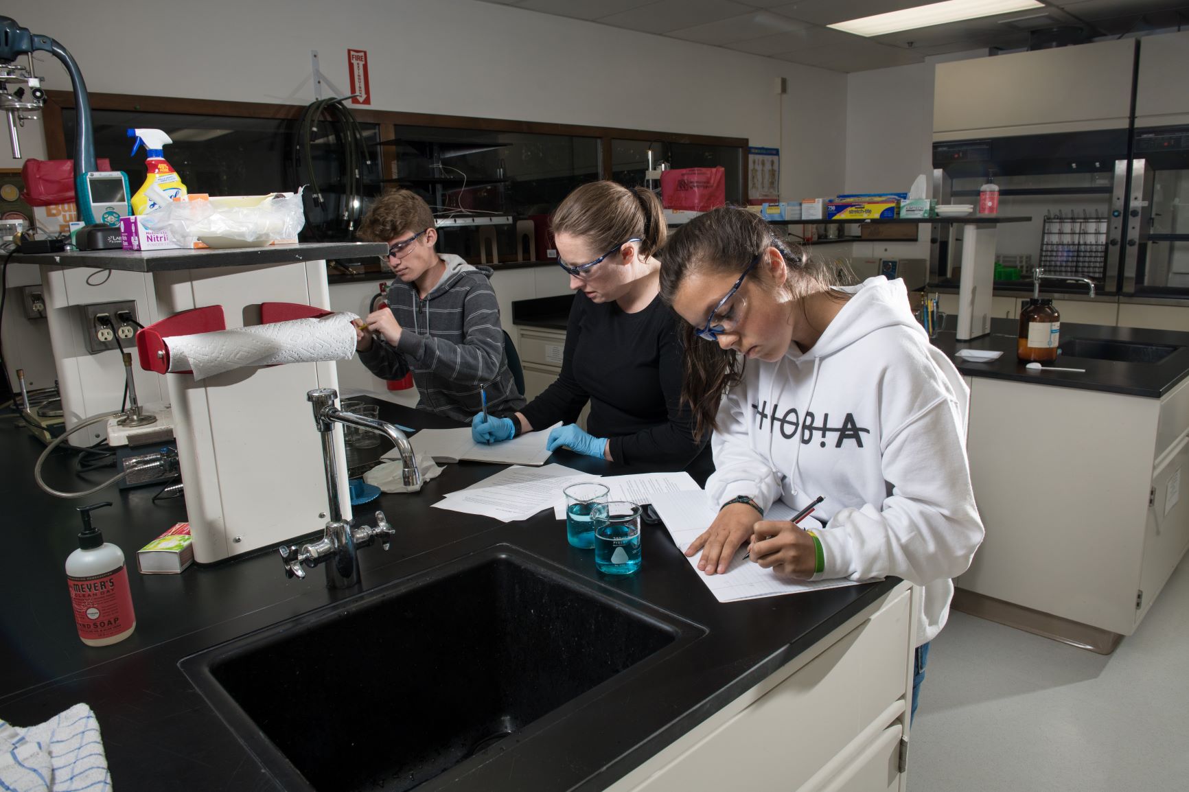 students working in a science lab