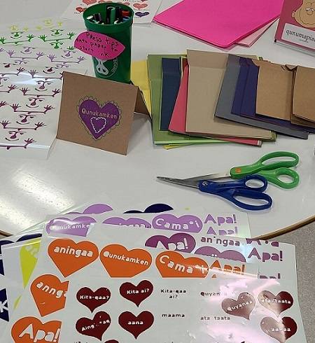 valentine's day card making materials with an Alutiiq theme