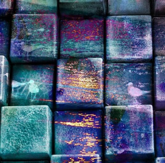 Painted glass cubes in many colors