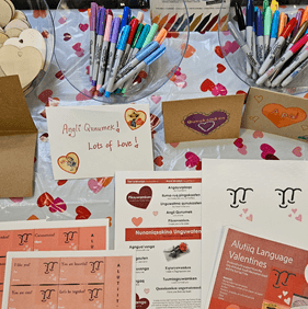 valentine's day card making materials with an Alutiiq theme