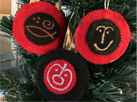 felt alutiiq petroglyph christmas ornaments 