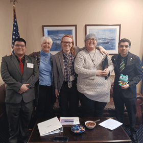 Student government representatives in Louise Stutes office in Juneau
