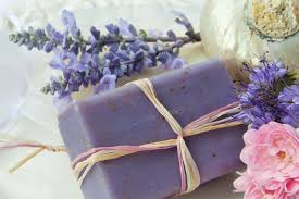 a bar of lavender soap wrapped in twine