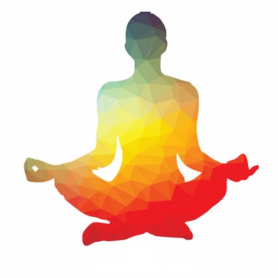an multicolor abstract illustration of a yoga pose